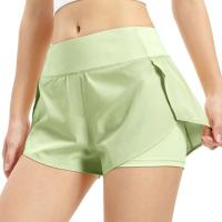 Pantalones cortos para correr para mujer, 2 en 1, con bolsillo, cintura ancha, capa de cobertura, forro, mallas deportivas para Yoga, Fitness, entrenamiento, gimnasio - details 0
