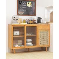 Botellero de Vino de Madera, Estante para 20 Botellas, 42 x 24,5 x 96 cm, Armario de Botellas con 4 Portavasos y Compartimento Abierto, para Bar, Comedor (Blanco) - details 4