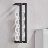 Toallero de rollo de hotel de baño de doble propósito de acero inoxidable negro montado en la pared, estante de papel higiénico - details 8