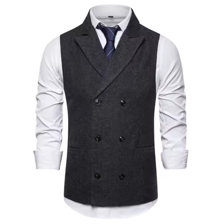 Chaleco para hombre, chalecos de traje con doble botonadura, traje sin mangas para hombre, chaleco, chaquetas formales Vintage, chaleco para boda - 1