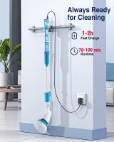 Fregadora Giratoria Eléctrica con 3 Cabezales de Cepillo Reemplazables, Mango de Extensión Ajustable para Baño, Cocina y Coche - details 2