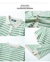 Nuevo suéter de punto de verano para hombres, camisa POLO informal de lana a rayas para hombres - details 12