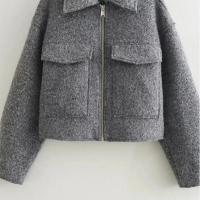 Chaqueta Corta de Tweed para Mujer Abrigo de Temporada de Otoño-Invierno con Cremallera - details 4