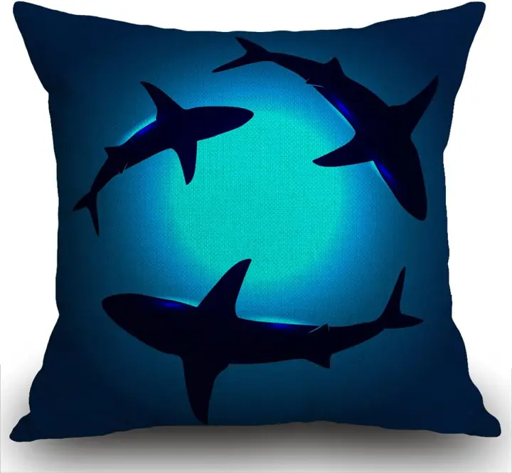 Funda de Almohada Decorativa de Tiburones Ideal para el Hogar, Sala de Estar, Dormitorio - 1