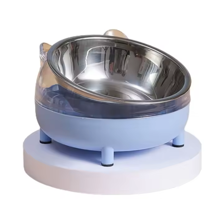 Cuencos elevados inclinados de acero inoxidable para Alimentación de Mascotas con soporte para cachorro - 1