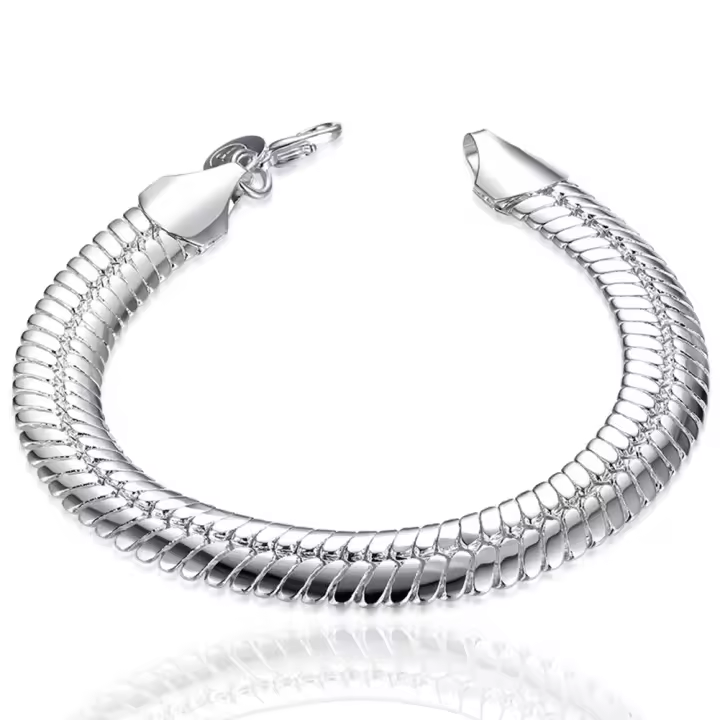 Pulsera de plata para hombres y mujeres, cadena de serpiente de 8 pulgadas y 10 mm, regalo de joyería - 1