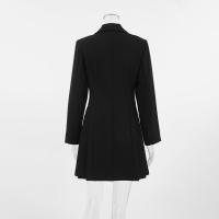 Traje negro elegante estilo maduro vestido acampanado moda mujer Otoño Invierno nueva colección - details 11