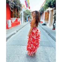 Elegante Vestido Largo de Chiffon con Estampado Moda Europea y Americana para Mujeres - details 7