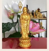 Bodhisattva Jiuhuashan estación Bhikkhu Golden Ksitigarbha pequeña estatua Spray oro artesanía hogar Buda ornamento - details 11