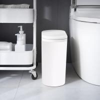 Cubo de basura de plástico estrecho para cocina, papelera tipo prensa para inodoro, cesta de basura para baño, blanco - details 1