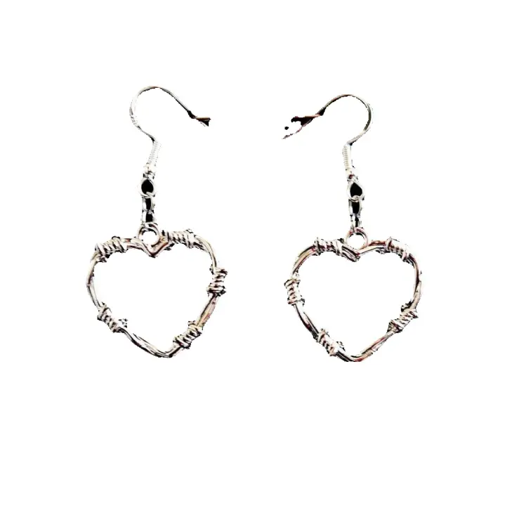 Pendientes colgantes en forma de corazón estilo punk para mujer, 1 par de pendientes de diseño de rosa de moda, joyería gótica Street Y2k como regalo para novia, día de San Valentín, regalo - 1