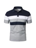 Polo a rayas Vintage para hombre, Camiseta de piqué de Golf, manga corta, bloque de Color, disponible en tallas grandes y altas - details 4