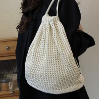 Bolso de hombro tejido de Color sólido, mochila de ganchillo bohemia de estilo perezoso de gran capacidad, versátil - details 7