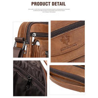 HUMERPAUL Bolso de hombro de cuero genuino para hombre, gran capacidad, multifuncional para viajes cortos, estilo informal - details 6
