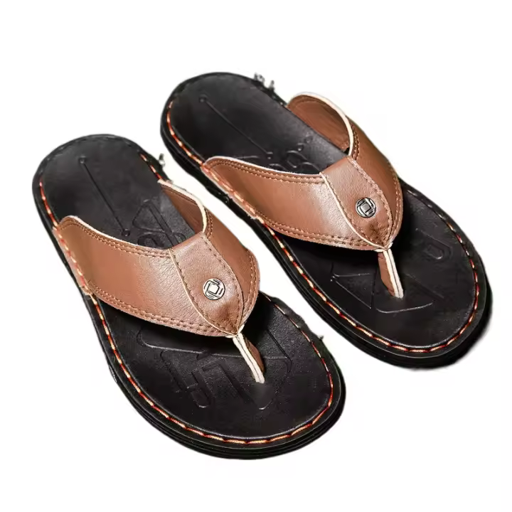 Moda zapatillas hombres verano al aire libre desgaste casa suave fondo una palabra zapatillas playa versión coreana de hombres sandalias zapatillas - 1