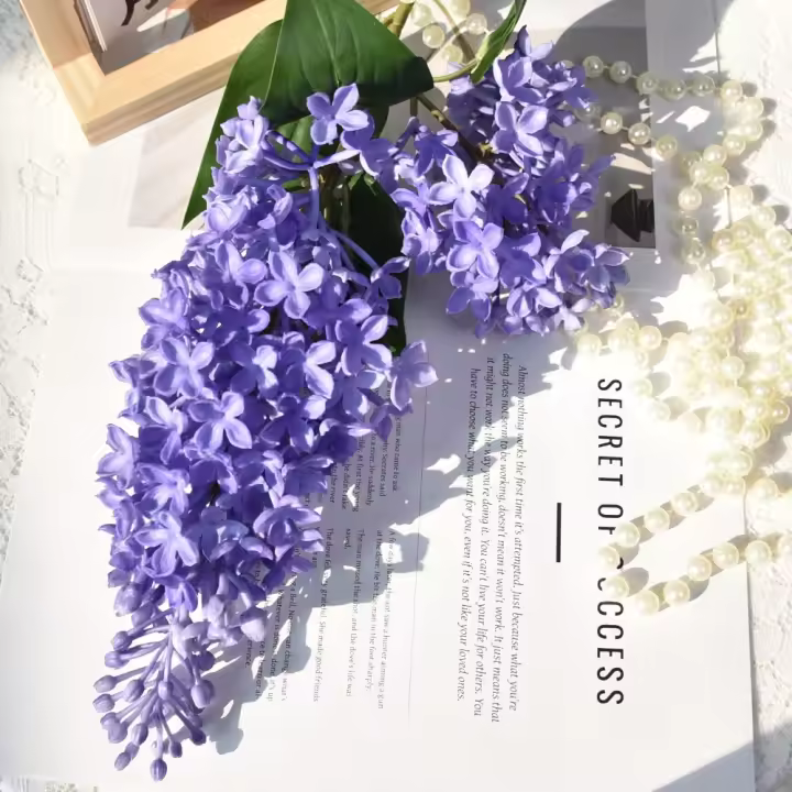 Flor Lila de silicona Artificial rosa, púrpura, 75 Cm, plantas artificiales de imitación, simulación de flores falsas de plástico, adornos para el salón - 1