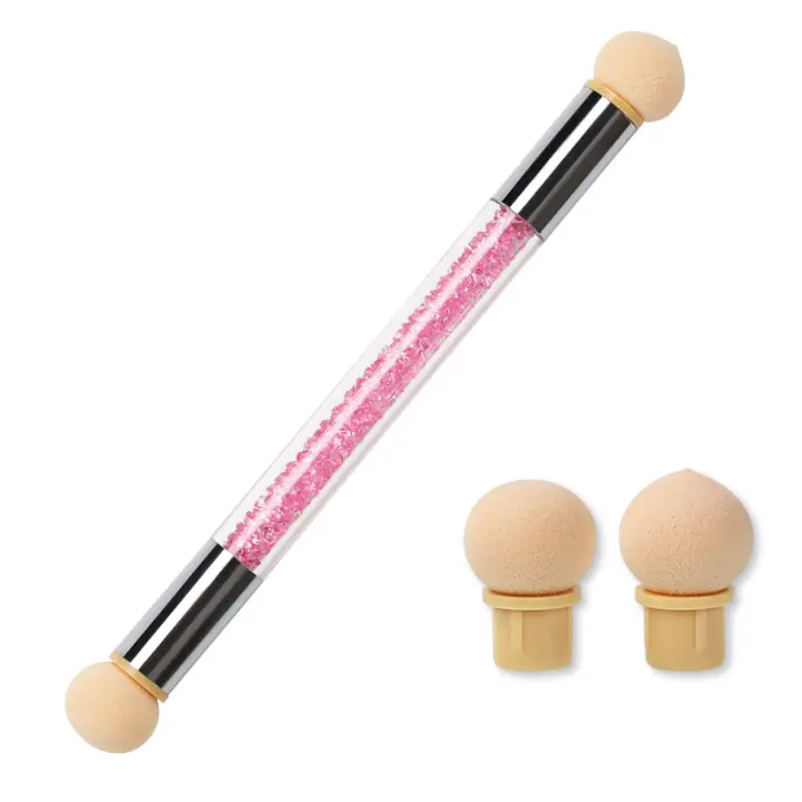 Arte Clavo-Juego de pinceles de doble punta para decoración de uñas, pincel acrílico con 4 cabezales de esponja reemplazables, herramienta para pintar y puntear, novedad - 1