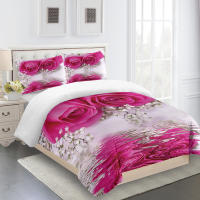Juego de Ropa de Cama de Boda de San Valentín 3D con Flores y Corazón de Rosa Súper Lujoso Funda de Edredón y 2/3 Piezas a Tamaño Queen y Twin Personalizable - details 7