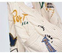 Cárdigan de punto cálido para mujer, chaqueta bordada con bolsillos, abrigo holgado, otoño e invierno, 2023 - details 4