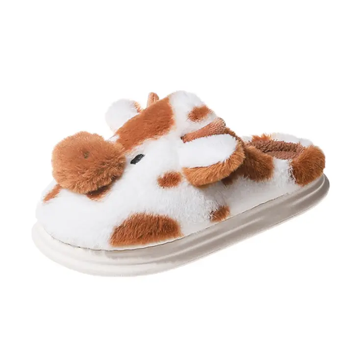 Pantuflas de algodón con punto para mujer, invierno, pantuflas de interior cálidas con suela gruesa y peluche, cierre de arrastre, talla real. - 1