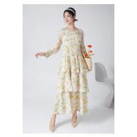 2025 Vestido de Primavera Otoño de Alta Calidad Floral Retro Manga Larga Linternas con Volantes Vestido Casual de Trabajo Talla - details 0