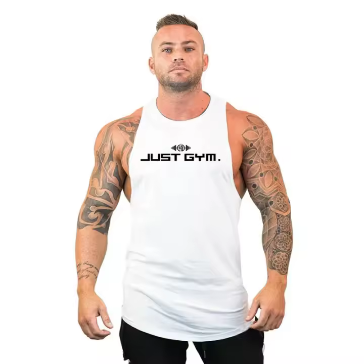 Chaleco de algodón para hombre, camiseta de gran tamaño en forma de H, absorbente de sudor, Base juvenil, Verano - 1
