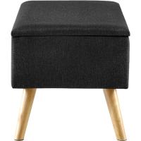 Pie Tapizado Banqueta con Almacenamiento Asiento Abatible hasta 150 kg MDF/Poliéster Patas de Madera 79 x 40 x 40 cm Gris Oscuro - details 11
