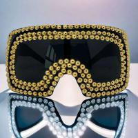 Gafas de sol de gran tamaño a la moda de una pieza para hombre, gafas de sol Punk exageradas con cuentas Sier, gafas de sol para mujer - details 5