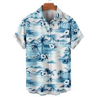 Camisa hawaiana, estampado de leopardo, top casual de manga corta, solapa de hombre, camisa de moda Aloha - details 8