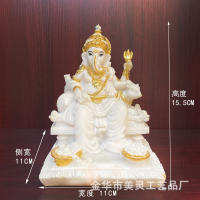 Nuevo Adorno tailandés Zen, decoración de entrada para sala de estar, artesanías, pasta de resina, cabeza de elefante dorado, Dios - details 9