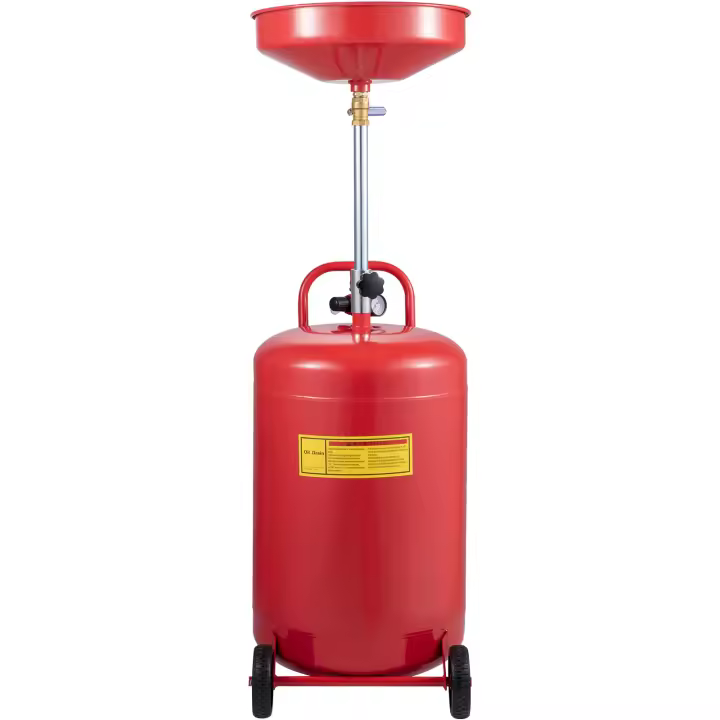 SucceBuy Tanque de drenaje de aceite usado de 20 galones, escurridor de aceite portátil accionado por aire con altura de embudo ajustable, válvula reguladora de presión para cambio de aceite y transferencia de fluidos - 1