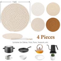 Remaches de 7 pulgadas para platos calientes, ollas y sartenes calientes, 4 almohadillas calientes resistentes al calor, soportes para ollas para encimeras de cocina, Mesa - details 0