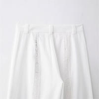 OUWU- Conjunto De 2 Piezas De Pantalones De Pierna Ancha Con Diseño De Empalme, Camisa Blanca De Manga Larga A La Moda Para Mujer, Conjunto Superior De Estilo Informal Para Mujer 2025 ﻿   conjuntos - details 7