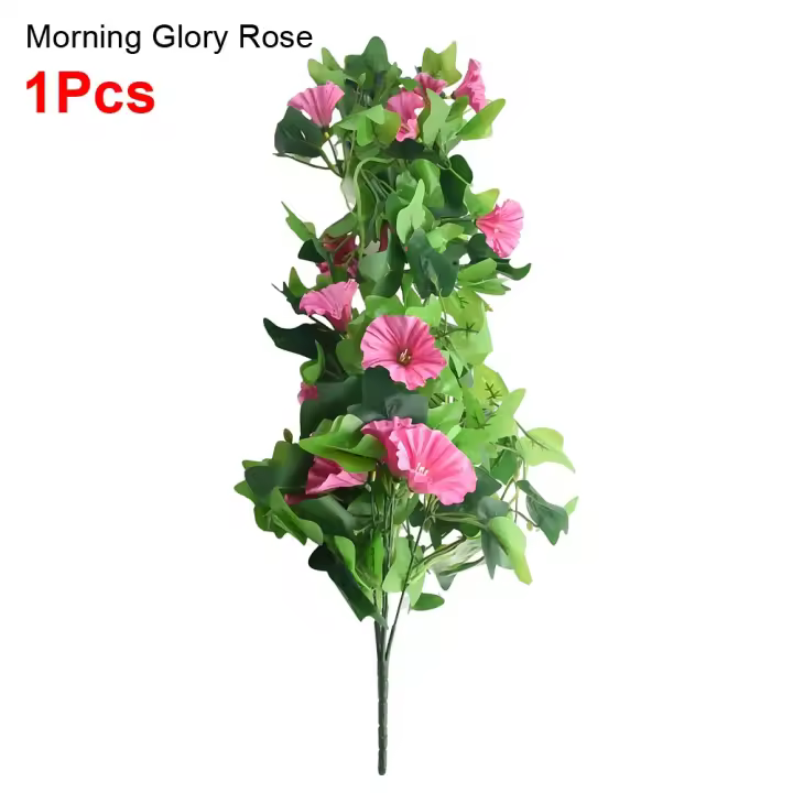 1 Uds. Flores de seda artificiales colgantes, color rosa, azul, blanco y morado, 100cm, plantas de enredaderas artificiales, decoración de jardín de ratán de vid falsa - 1