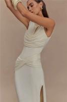 Elegante Vestido Largo de Verano Mozision sin Espalda Sexy Escote en Redondo, Alto hasta la Coxa, Estilo Bodycon - details 4