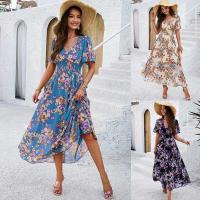 Vestido de chifón de manga corta con estampado y cintura ajustada, nuevo estilo Primavera/Verano 2025 para mujer - details 0