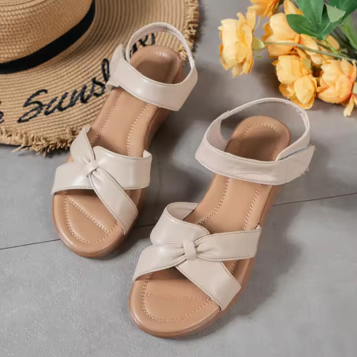 Sandalias de playa para mujer, talla grande, planas, con punta abierta, casuales, con velcro, para estudiantes, de verano. - 1