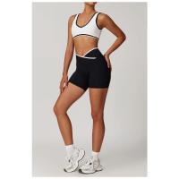 Top deportivo sin costuras con bloques de color y logotipo personalizado para mujer, top corto informal con cuello en V, chaleco clásico sin mangas - details 9
