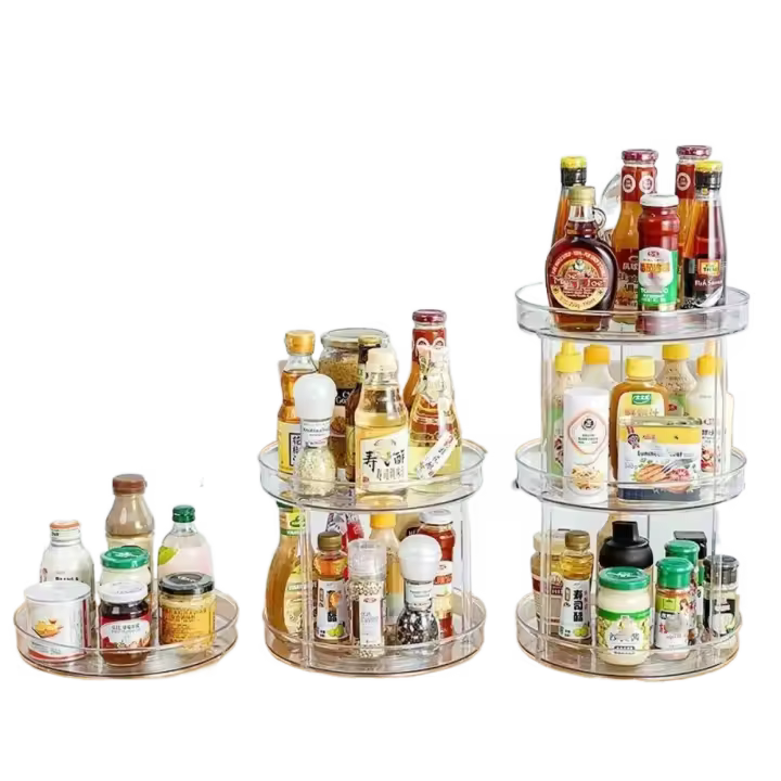 Estante de almacenamiento de cocina de 1/2/3 capas, organizador giratorio de 360 ​​grados, estante para condimentos y especias, multifunción de gran capacidad - 1