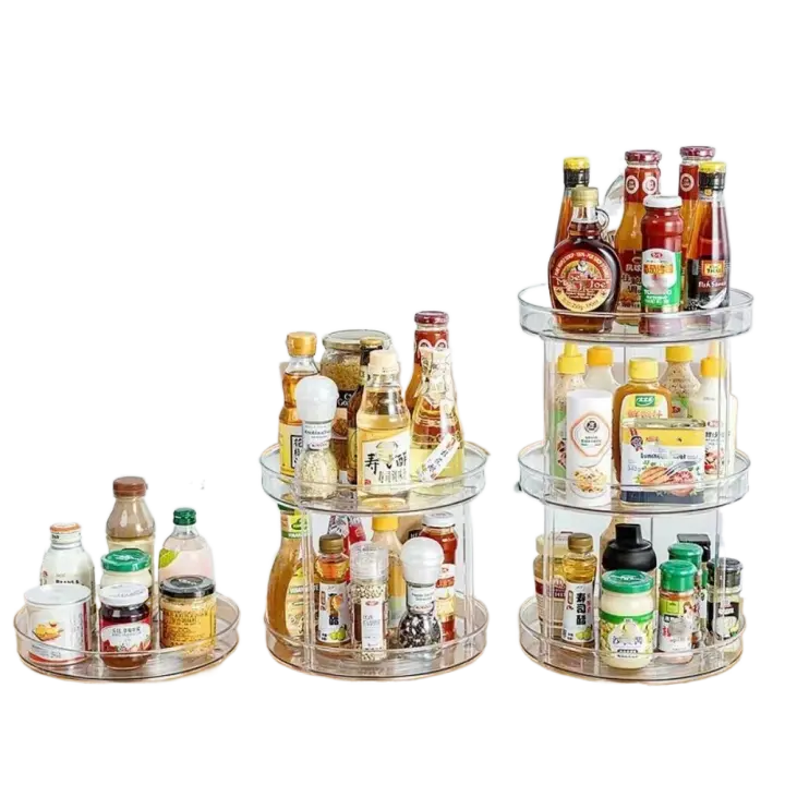 Estante de almacenamiento de cocina de 1/2/3 capas, organizador giratorio de 360 ​​grados, estante para condimentos y especias, multifunción de gran capacidad - 1