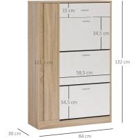 Mueble Zapatero de 3 Puertas para 18-27 Pares de Zapatos Zapatero Moderno con Cajón y Puerta para Salón Entrada Dormitorio 84x30x132 cm Natural - details 2