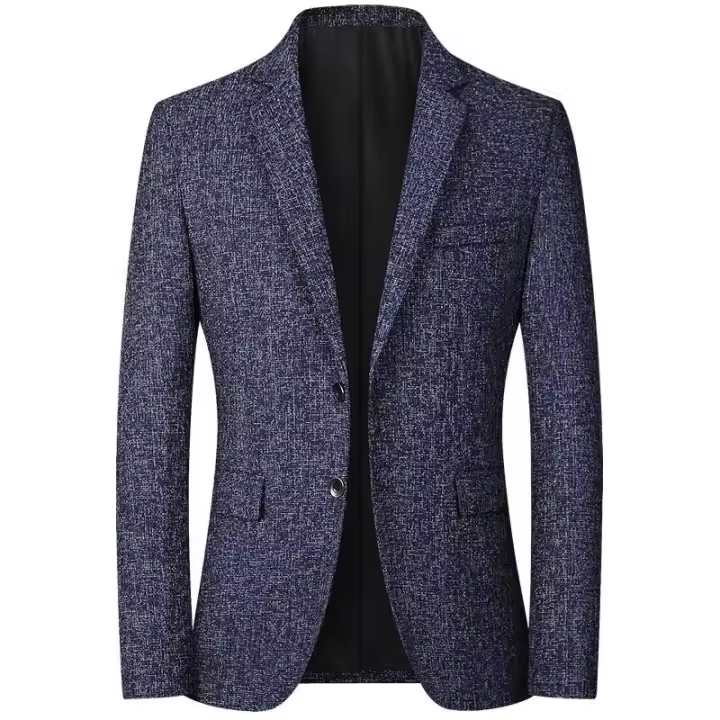 Traje informal de primavera para hombre, chaqueta de negocios de oficina de estilo occidental con solapas de un solo botón, sin planchar, para primavera, 2024 - 1
