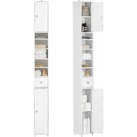 Mueble de Baño de Alto Estante Estanterías con 2 Puertas y Cajón Blanco Tamaño 20x20x180cm - details 0