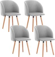 Silla de Comedor Nórdica Ergonómica con Resalto y Brazos Tapizada en Lino Madera para Patas - details 22