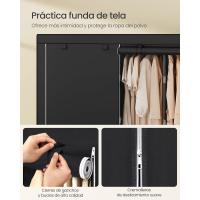 Armario Plegable de Tela 4 Barras, 4 Bolsillos Laterales, Almacenamiento, Negro RYG094B02 - details 38
