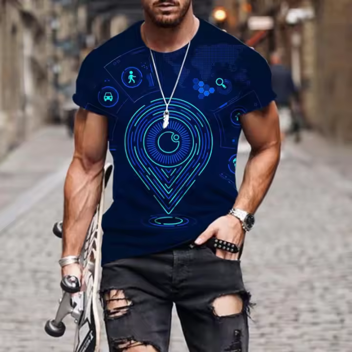 2025 Camiseta 3d de manga corta para hombre, ropa de moda de manga larga, ropa de Color - 1