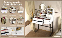 Rcynview Unidad de VANITY Moderna con Espejo, 3 Cajones, 3 Compartimentos Abiertos, Estilo de Mueble para Dormitorio o Escritorio - details 13