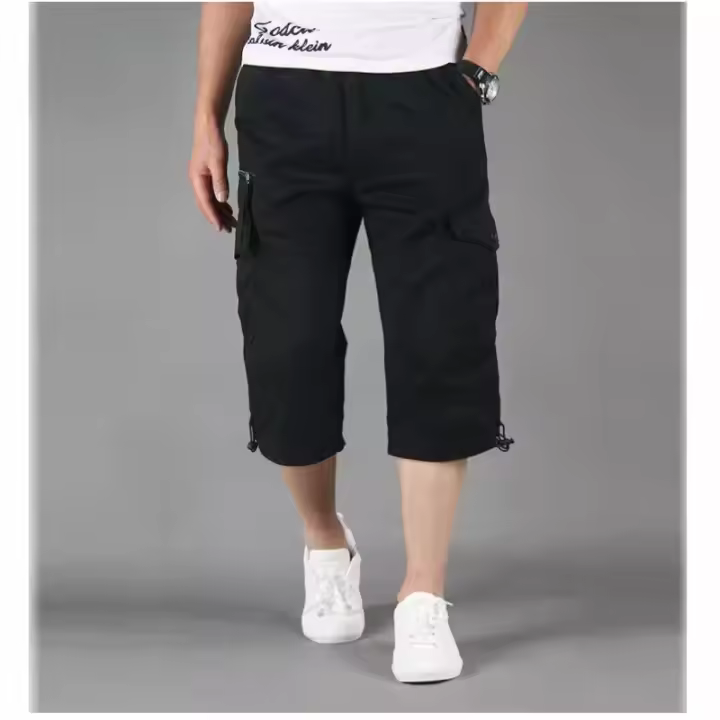 Pantalones recortados monos para hombres pantalones medianos pantalones cortos casuales para deportes al aire libre con múltiples bolsillos para hombres sueltos y delgados para hombres - 1