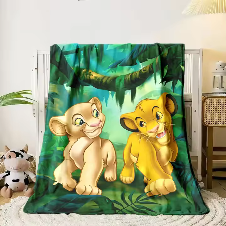 Manta de Dibujos Animados de León Rey Impresión 3D Suave y Cómoda para Decoración del Hogar - 1