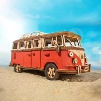 Coche de madera 3D Volkswagen  Truck, rompecabezas hecho a mano, ensamblado en madera, modelo de coche, Serie de juguetes - details 6